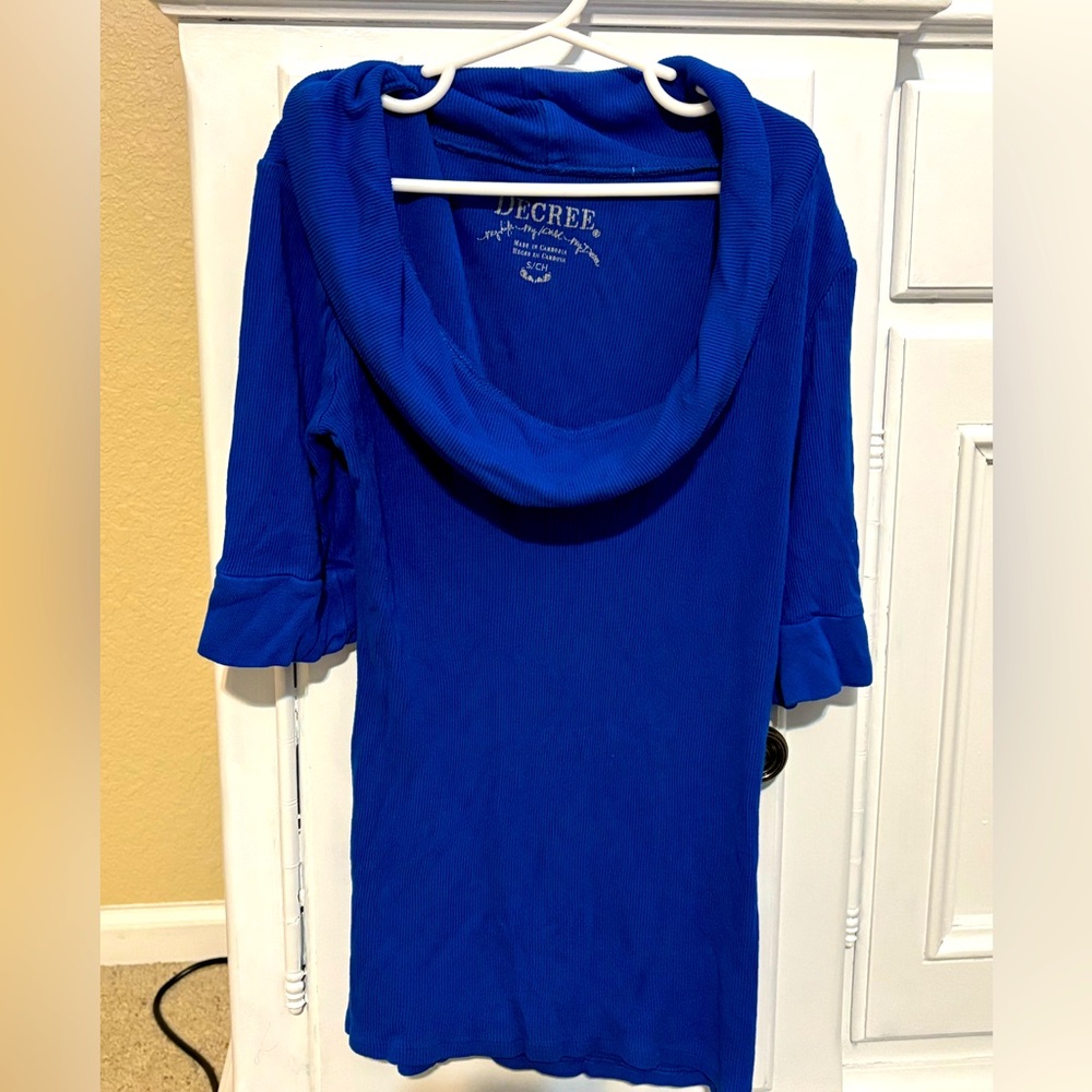 Decree Royal Blue Cowl Neck Top